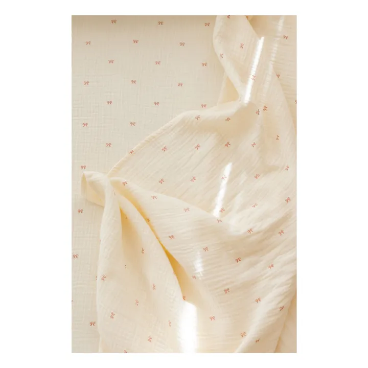 Drap-housse Ribbon en coton bio | Ecru- Image produit n°0