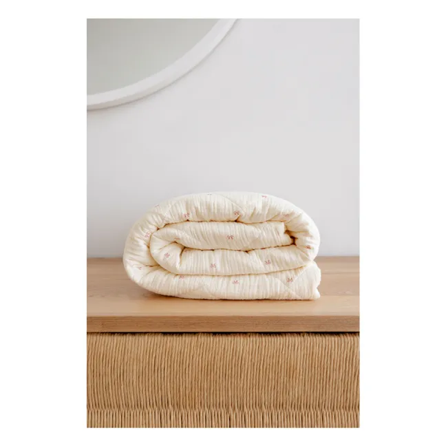 Couverture matelassée Ribbon en coton bio | Ecru