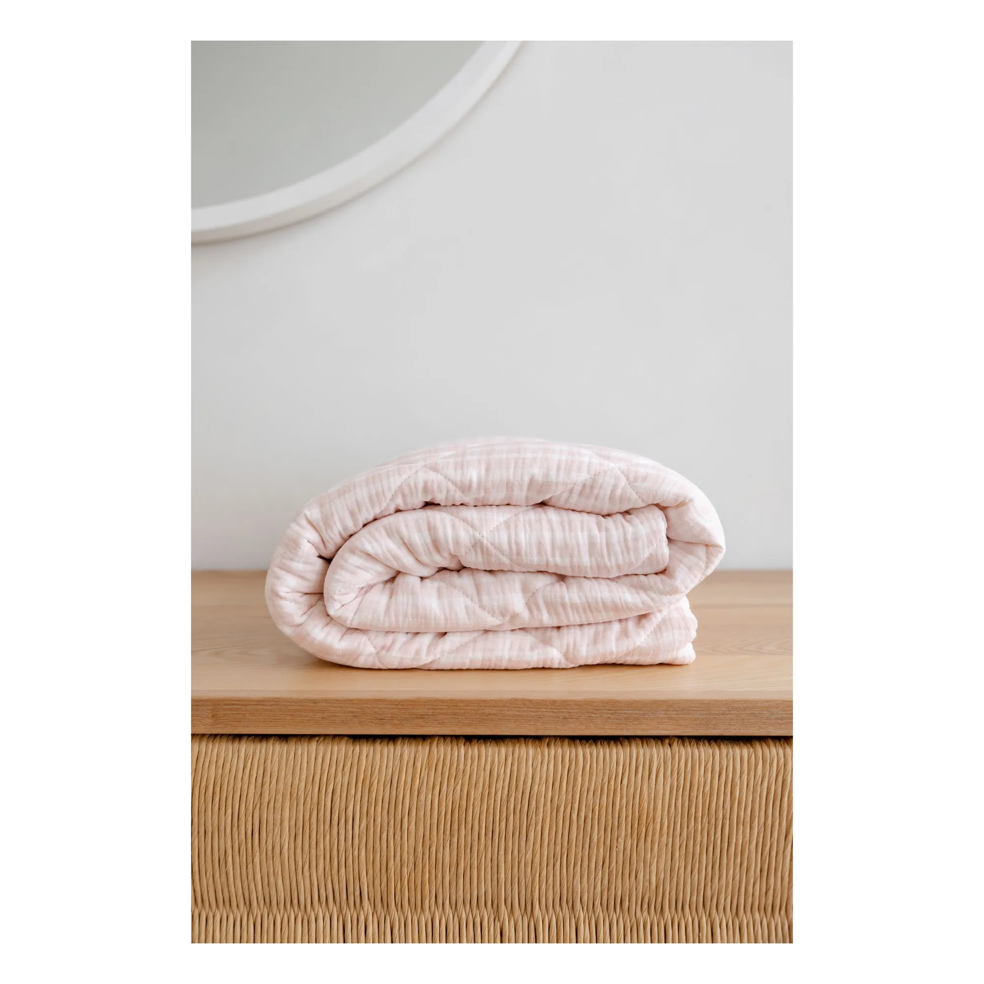 Couverture matelassée Rosewater en coton bio | Rose pâle- Image produit n°0