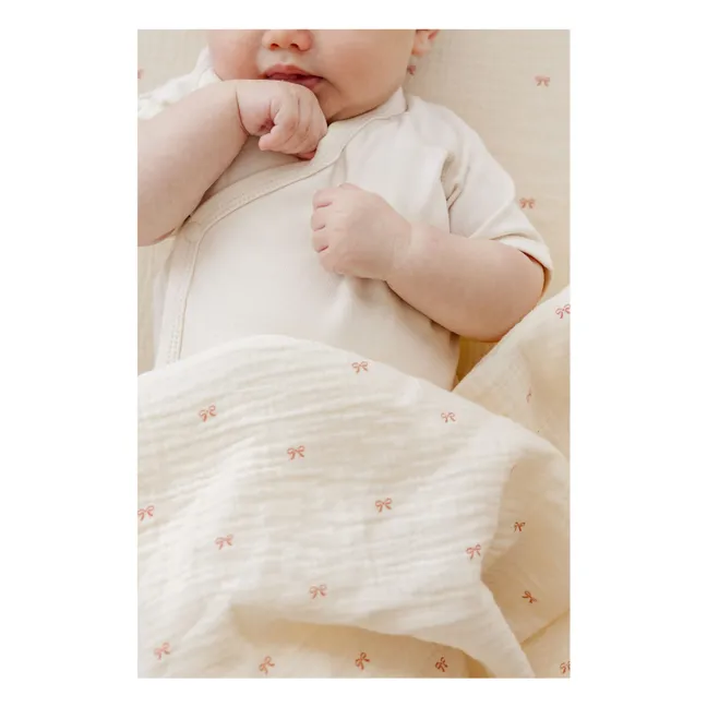 Drap-housse Ribbon en coton bio | Ecru