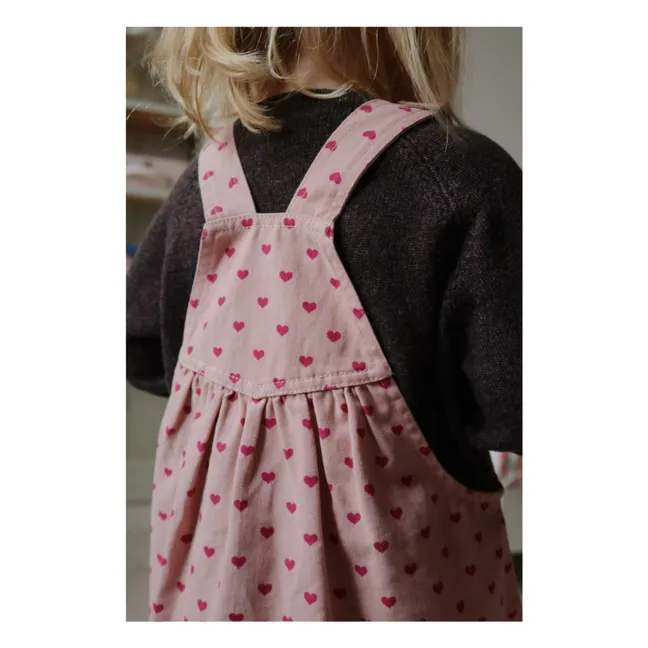 Robe Salopette Nola Cœurs Coton Bio | Rose