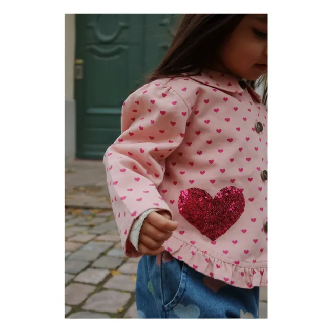 Veste Nola Cœurs Coton Bio | Rose