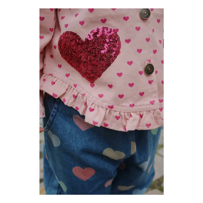 Veste Nola Cœurs Coton Bio | Rose