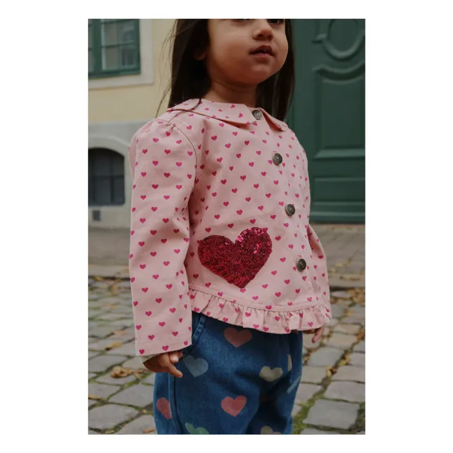 Veste Nola Cœurs Coton Bio | Rose