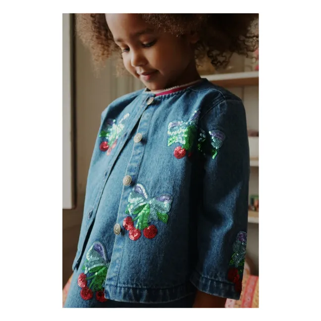 Veste en Jean Sequins Magot Coton Bio | Bleu