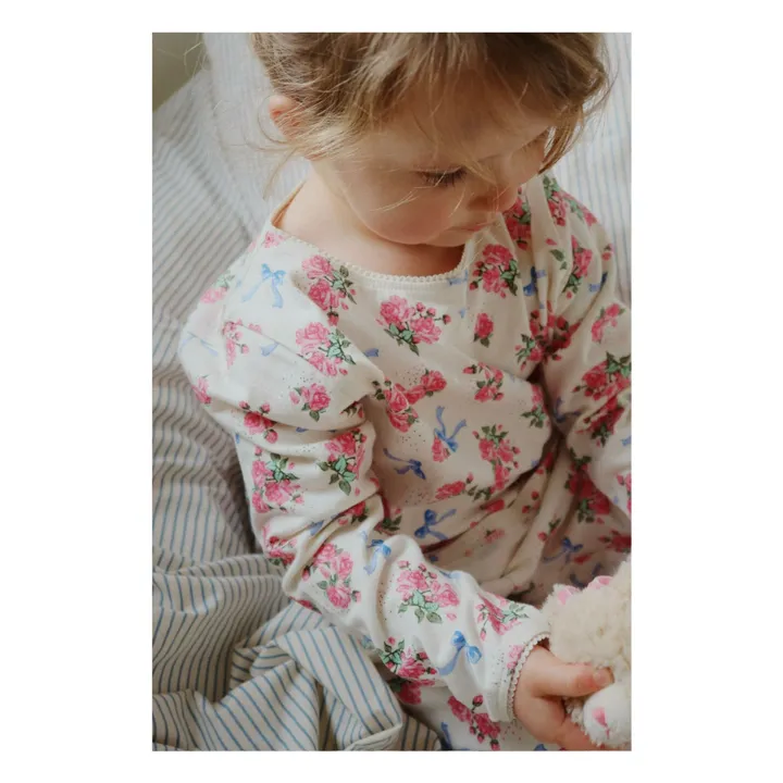 Ensemble T-shirt et Pantalon Gio Fleuri Coton Bio | Ecru- Image produit n°5