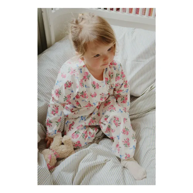 Gio Fleuri organic cotton T-shirt and pants set | Ecru