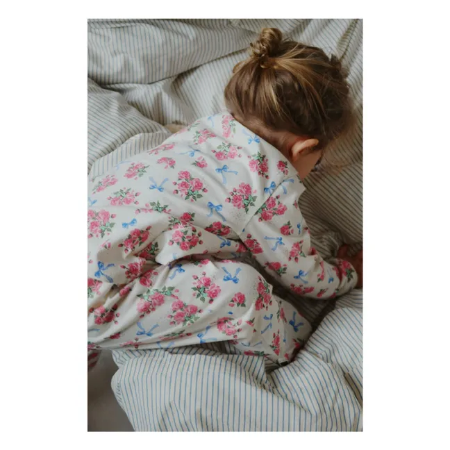 Gio Fleuri organic cotton T-shirt and pants set | Ecru