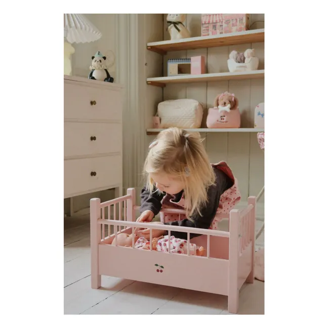 Lit pour poupée en bois FSC | Rose