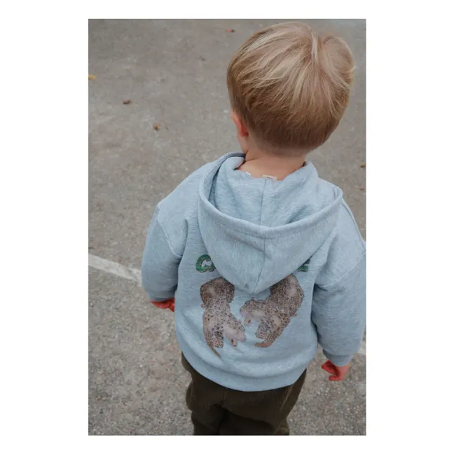 Sweat Capuche Lou Tigres Coton Bio | Gris chiné