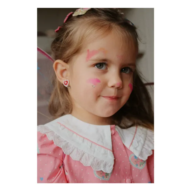 Organic cotton blouse with heart collar | Pink