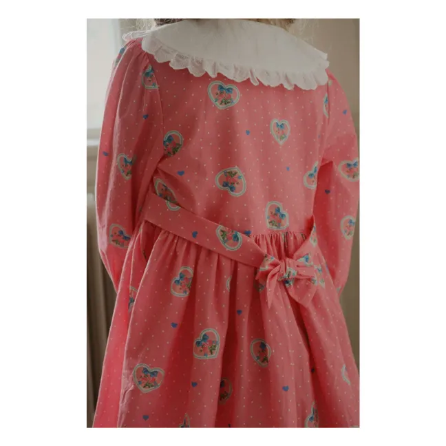 Robe Col Cœurs Coton Bio | Rose