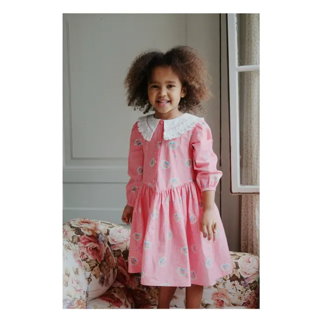 Robe Col Cœurs Coton Bio | Rose