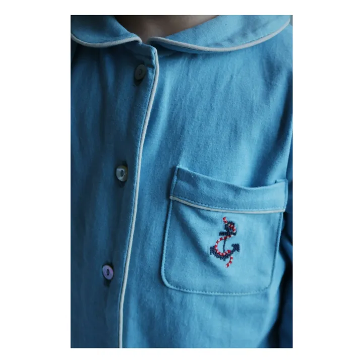 Pyjama Pio Coton Bio | Bleu ciel- Image produit n°2