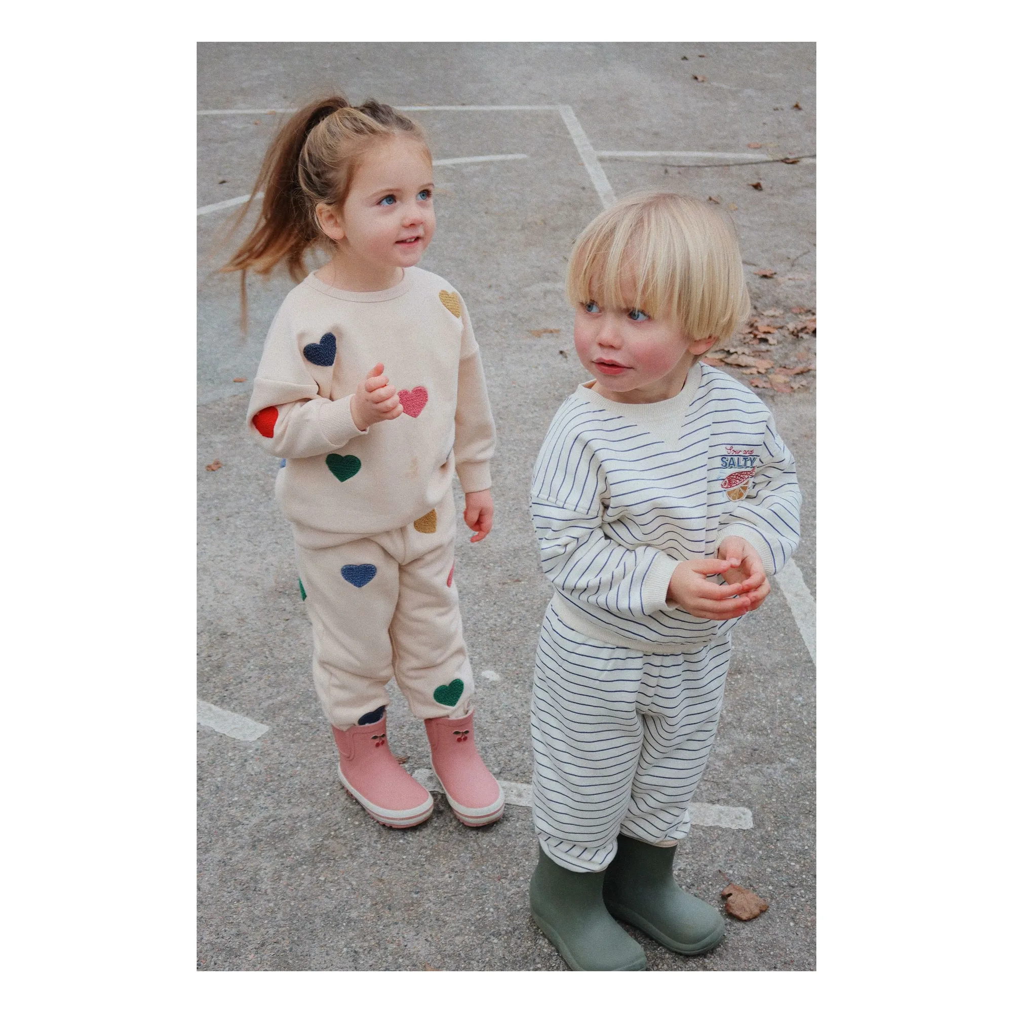 Sweat Lou Cœurs Coton Bio | Rose pêche- Image produit n°1