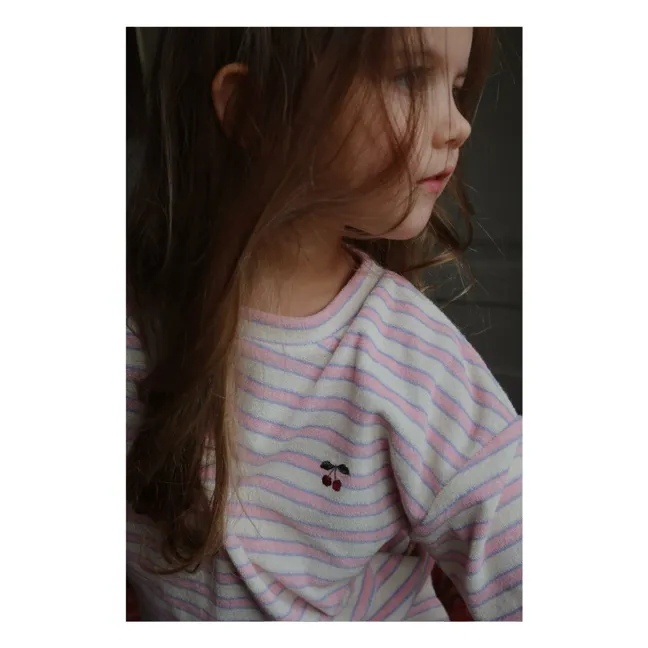 Sweat Itty Rayé Eponge Coton Bio | Rose