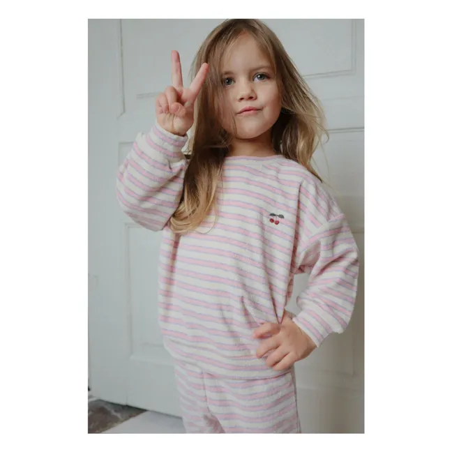 Sweat Itty Rayé Eponge Coton Bio | Rose