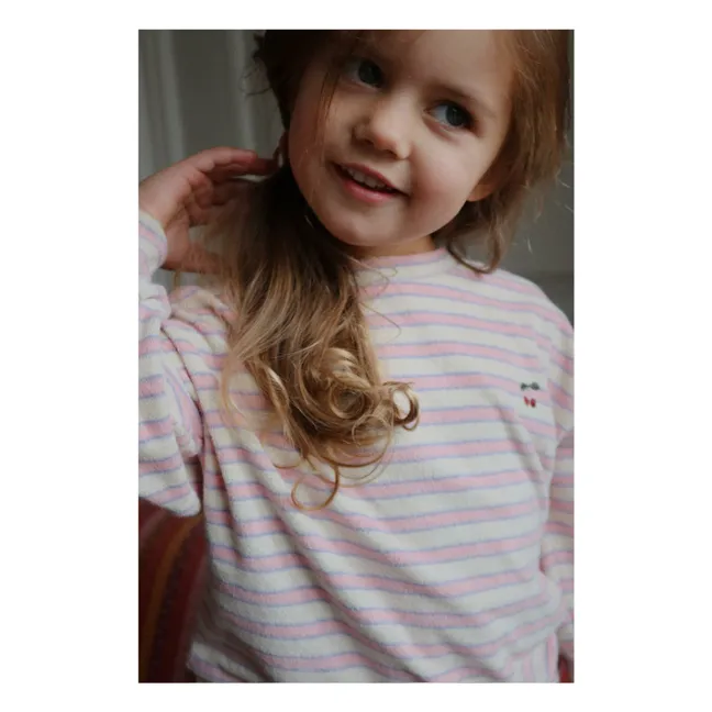 Sweatshirt Itty Gestreift Frottee Bio-Baumwolle | Rosa