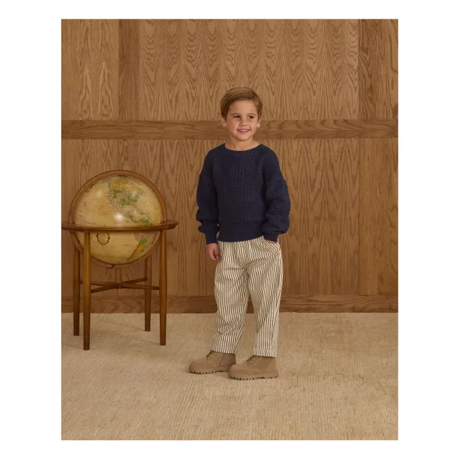 Pantalon Baggy Rayures | Ecru