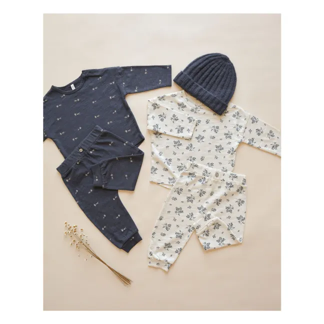 Ensemble T-shirt et Pantalon Fleuri | Ecru