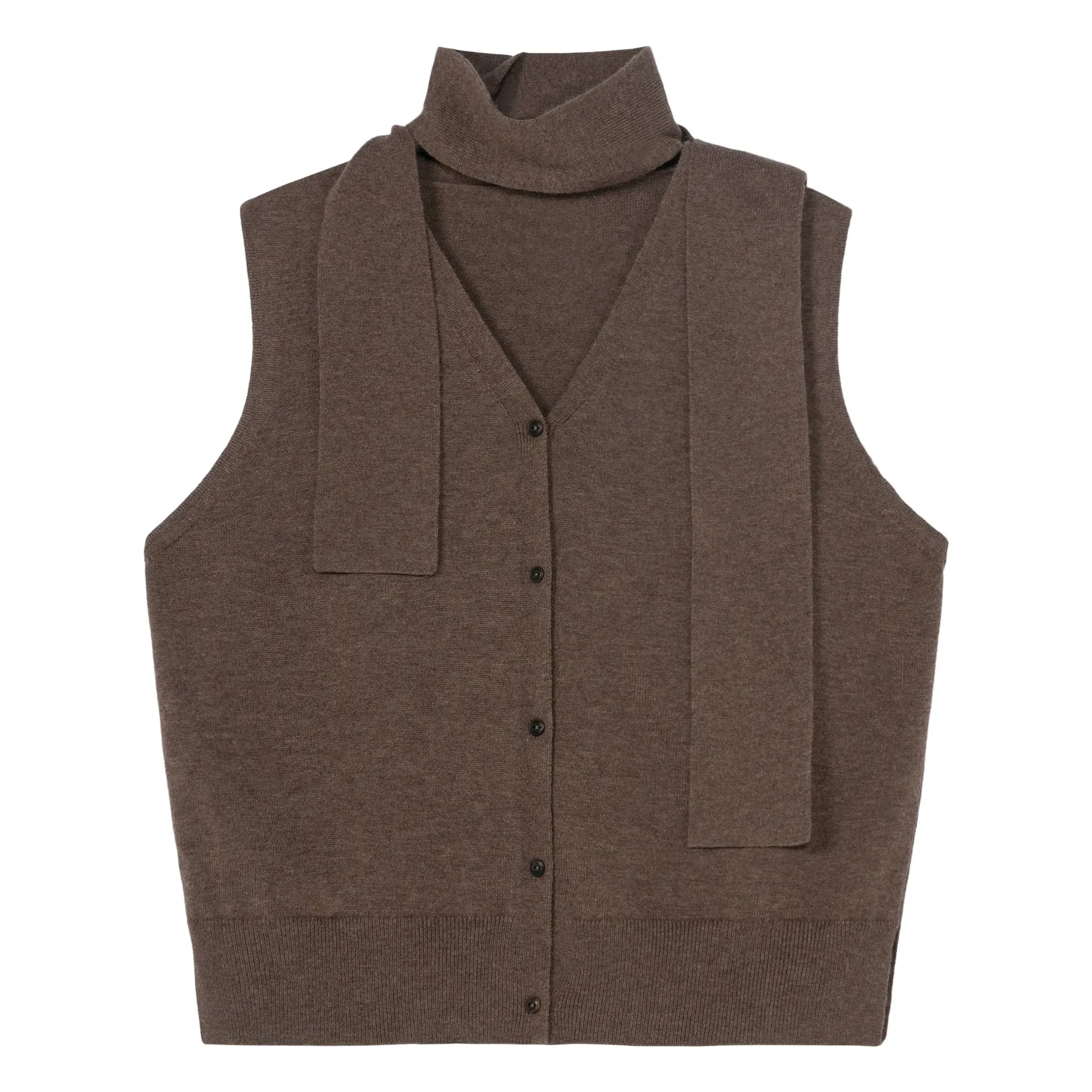 Cordera Taupe Brown Extra Fine Merino Wool Sleeveless Vest