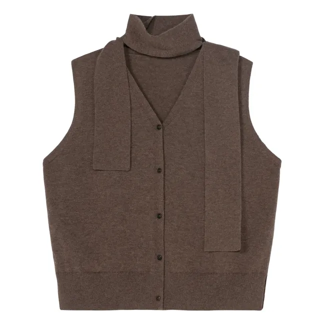 Gilet Sans Manches Laine Mérinos Extra Fine | Taupe