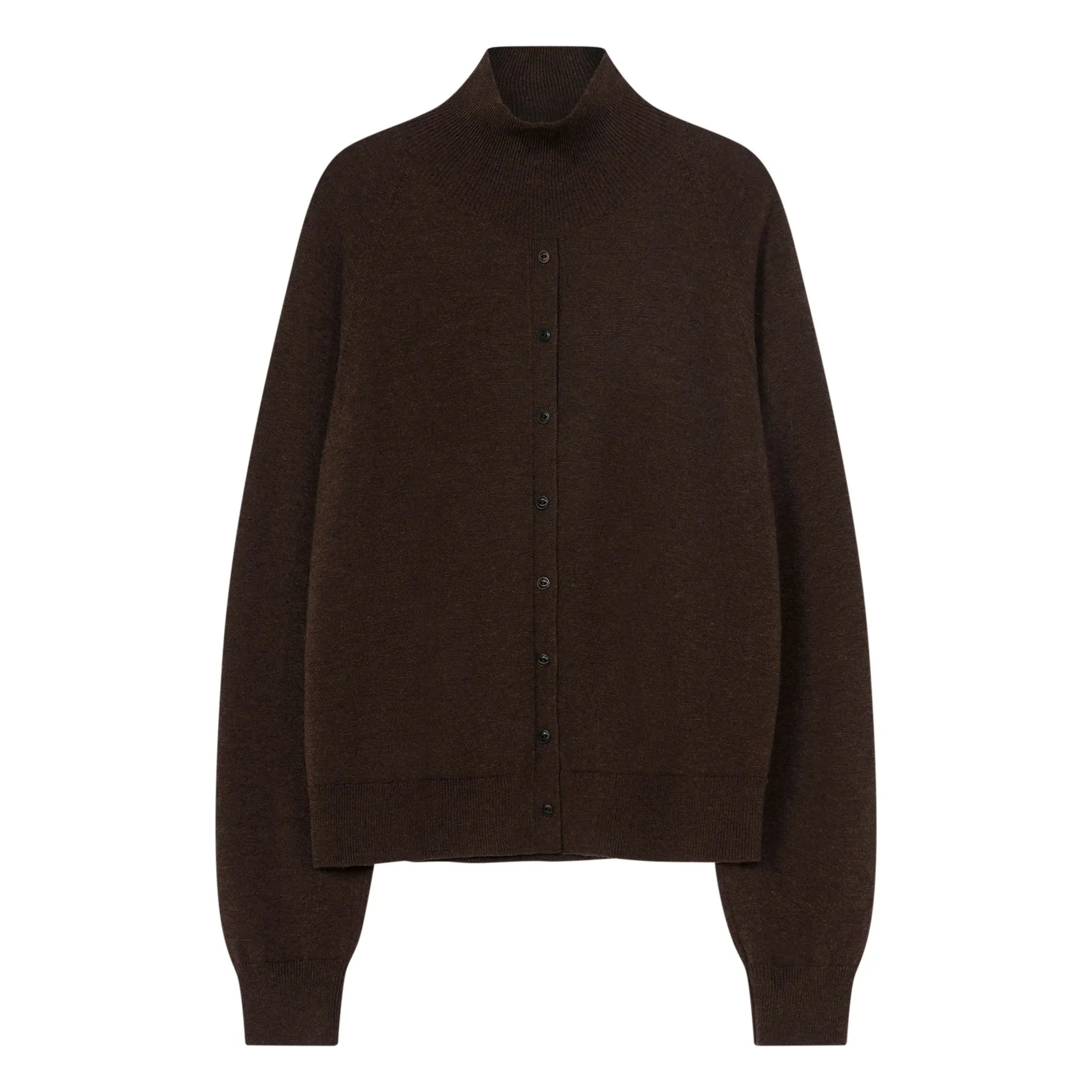 Cordera Brown Extra Fine Merino Wool Buttoned Sweater