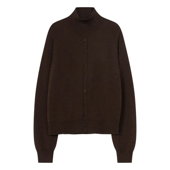 Maglione con bottoni in lana merino extra fine | Marrone