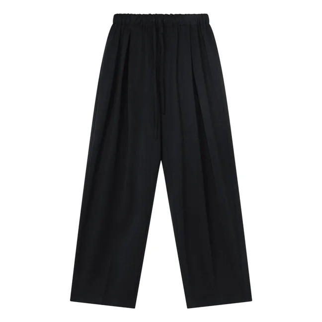 Pantalon Elastiqué Relaxed Laine Vierge | Gris anthracite