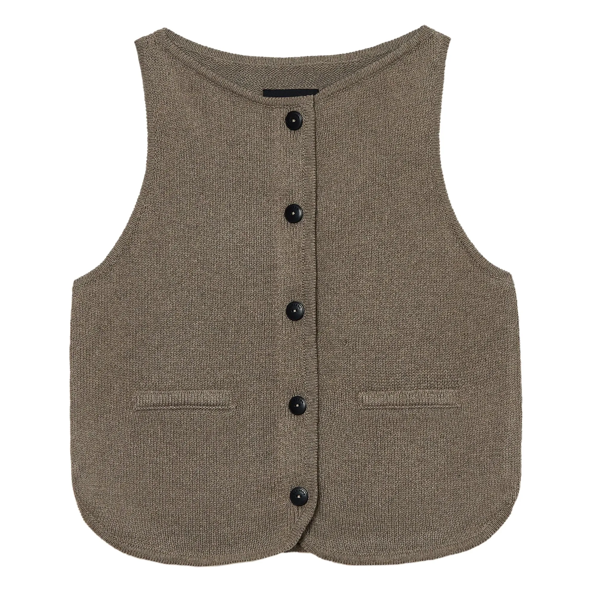 Cordera Taupe Brown Sleeveless Vest Boatneck Recycled Cotton