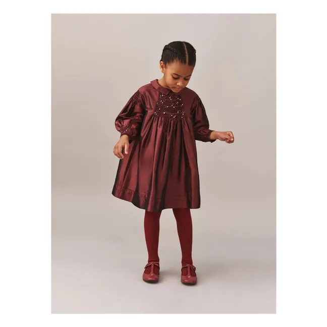 Thomina Ribbed Tights | Burgundy