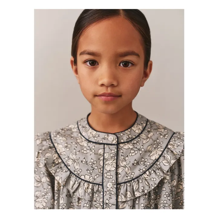 Vestido Jacinta de algodón orgánico | Azul Gris- Imagen del producto n°2