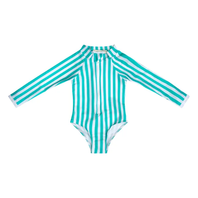 Palombaggia Striped 1-Piece UV Protection Swimsuit | Turquoise