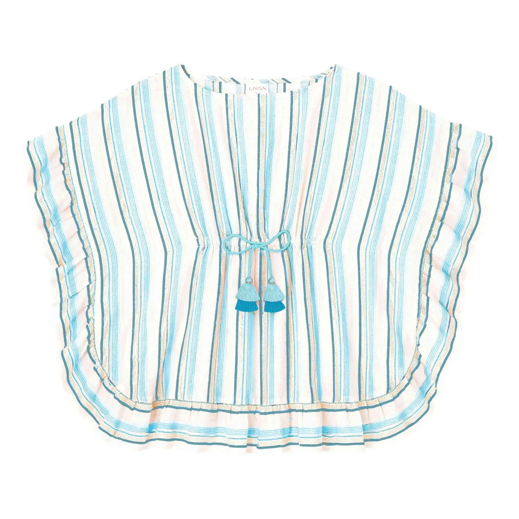 Lison Paris Blue Striped Bahia Caftan Metallic