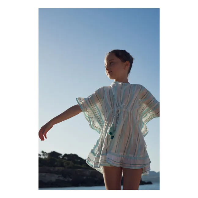 Caftan Bahia Rayé Métallisé | Bleu