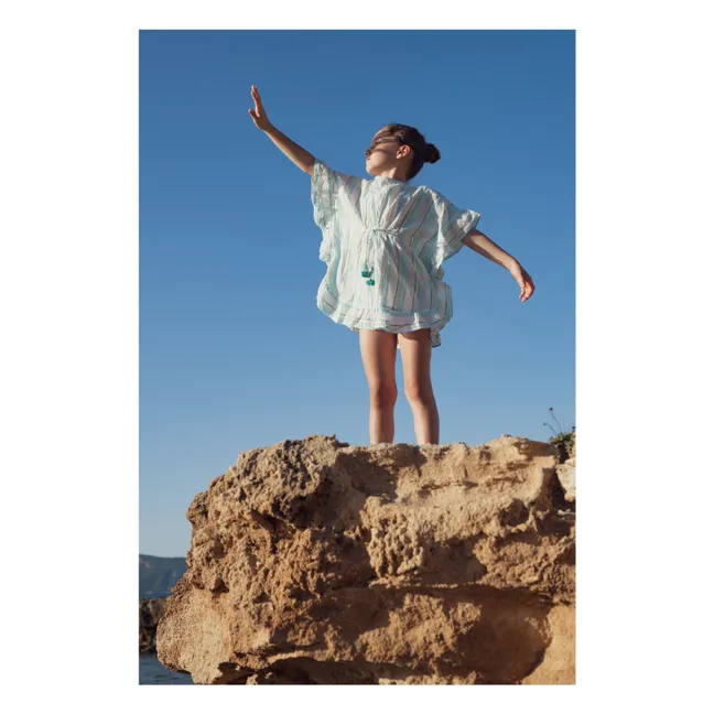 Caftan Bahia Rayé Métallisé | Bleu