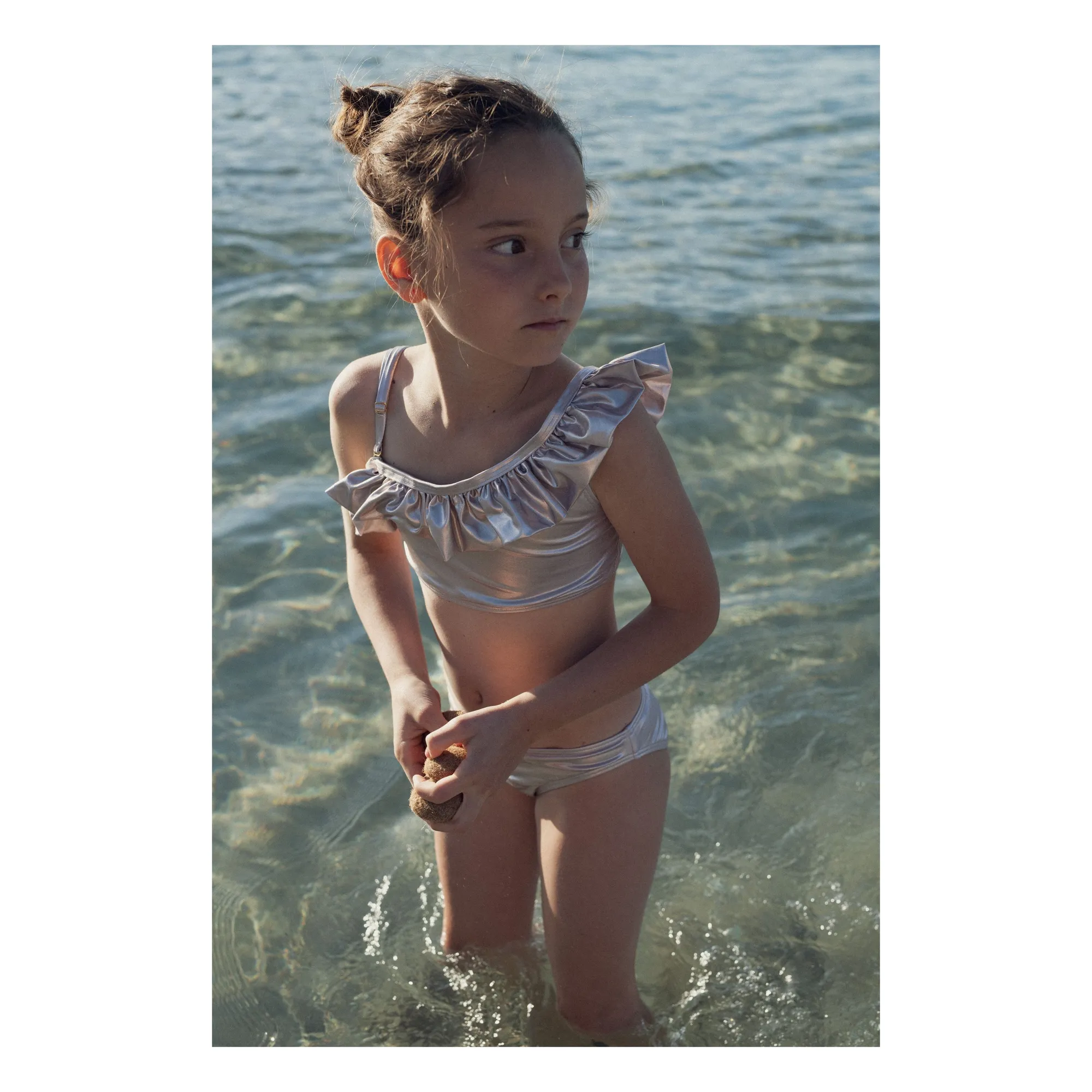 Lison Paris Pink Gold 2 Piece Venus Asymmetric Metallic Swimsuit