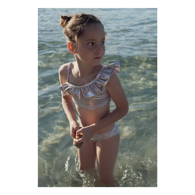 Maillot de Bain 2 Pièces Vénus Asymétrique Métallisé | Or rose