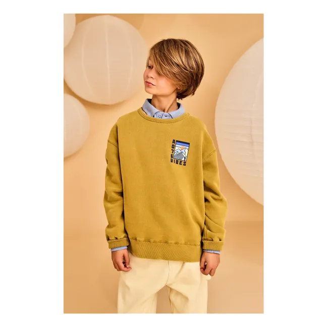 Sudadera de algodón orgánico Oscar Vibes | Verde amarillo