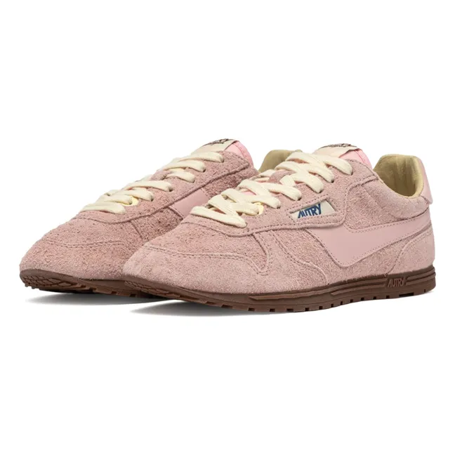 Windspin Low Suede and Leather Basket | Powder pink