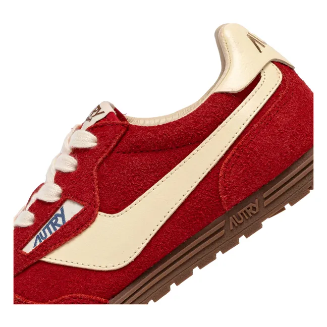Windspin Low Two-tone Suede and Leather Basket | Red