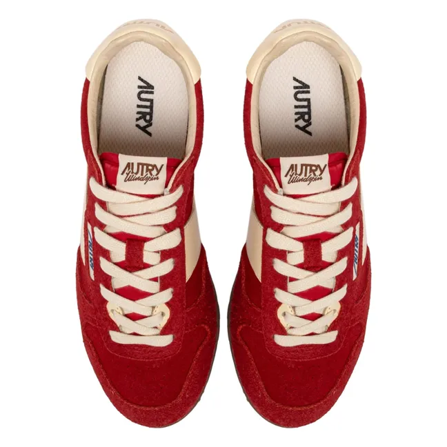 Cestino Windspin Low in pelle e camoscio bicolore | Rosso