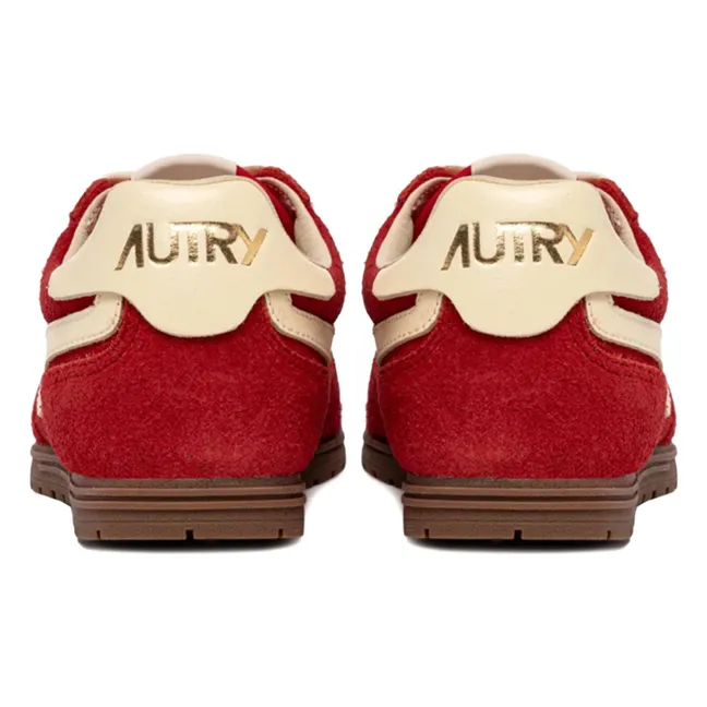 Windspin Low Two-tone Suede and Leather Basket | Red