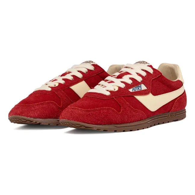 Windspin Low Two-tone Suede and Leather Basket | Red