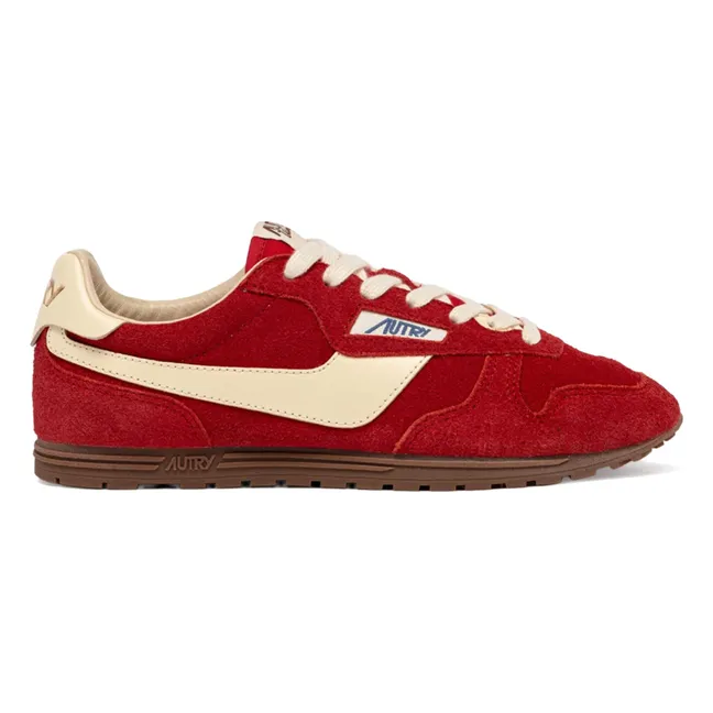 Windspin Low Two-tone Suede and Leather Basket | Red