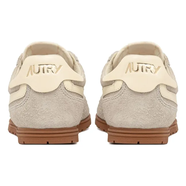 Windspin Low Two-tone Suede and Leather Basket | Light grey