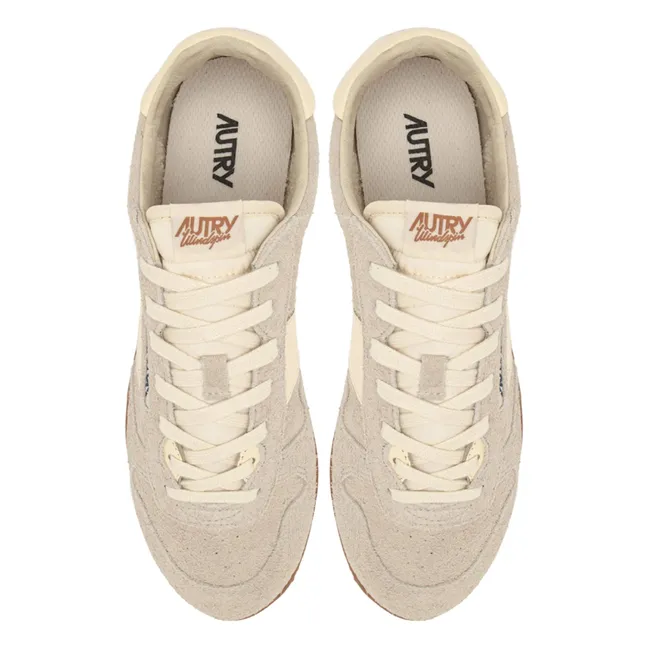 Windspin Low Two-tone Suede and Leather Basket | Light grey
