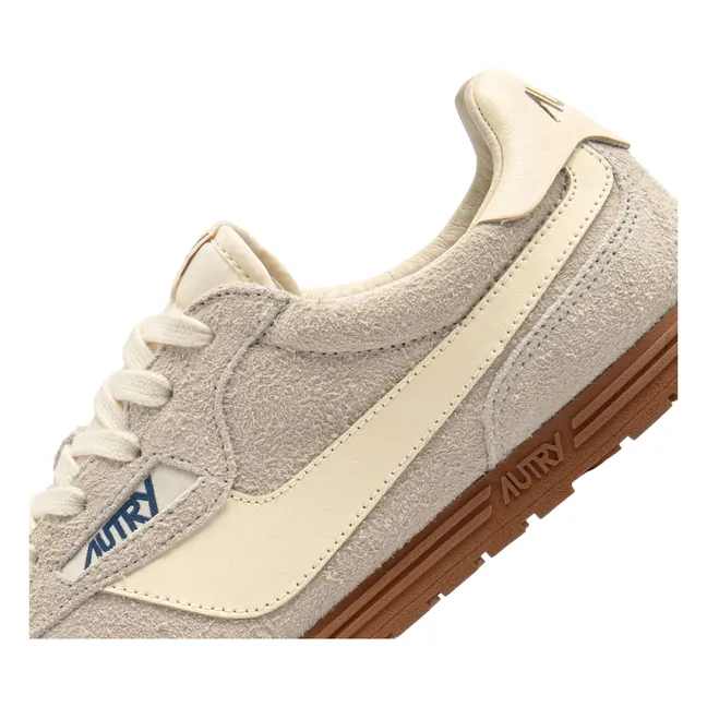 Windspin Low Two-tone Suede and Leather Basket | Light grey