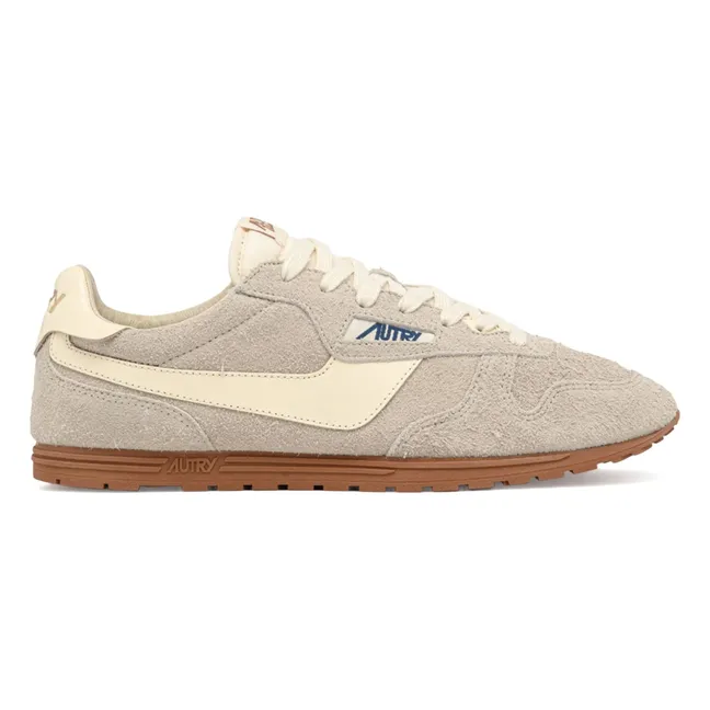 Windspin Low Two-tone Suede and Leather Basket | Light grey