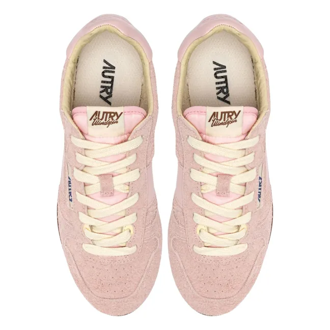 Windspin Low Suede and Leather Basket | Powder pink